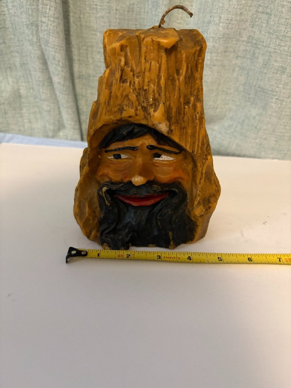 Vintage Wood Spirit Candle Face of Old Man in Tree